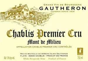 Domaine Gautheron Chablis Premier Cru AC 'Mont de Milieu' 2020